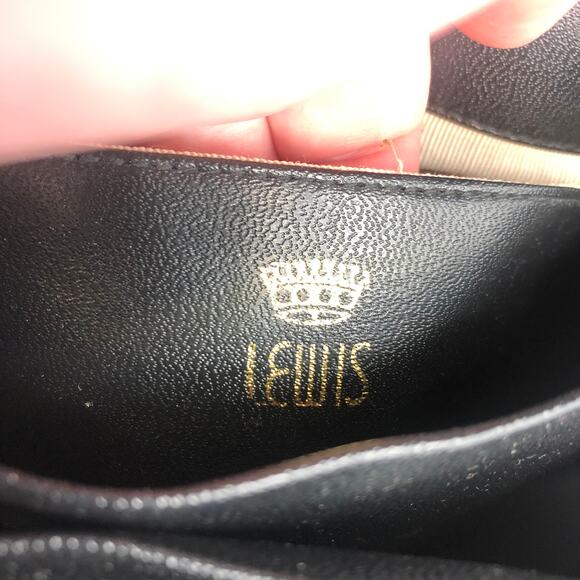 Vintage Lewis Women Handbag Purse Shiny Patent Leather 3 Compartment Black OS - Picture 2 of 13